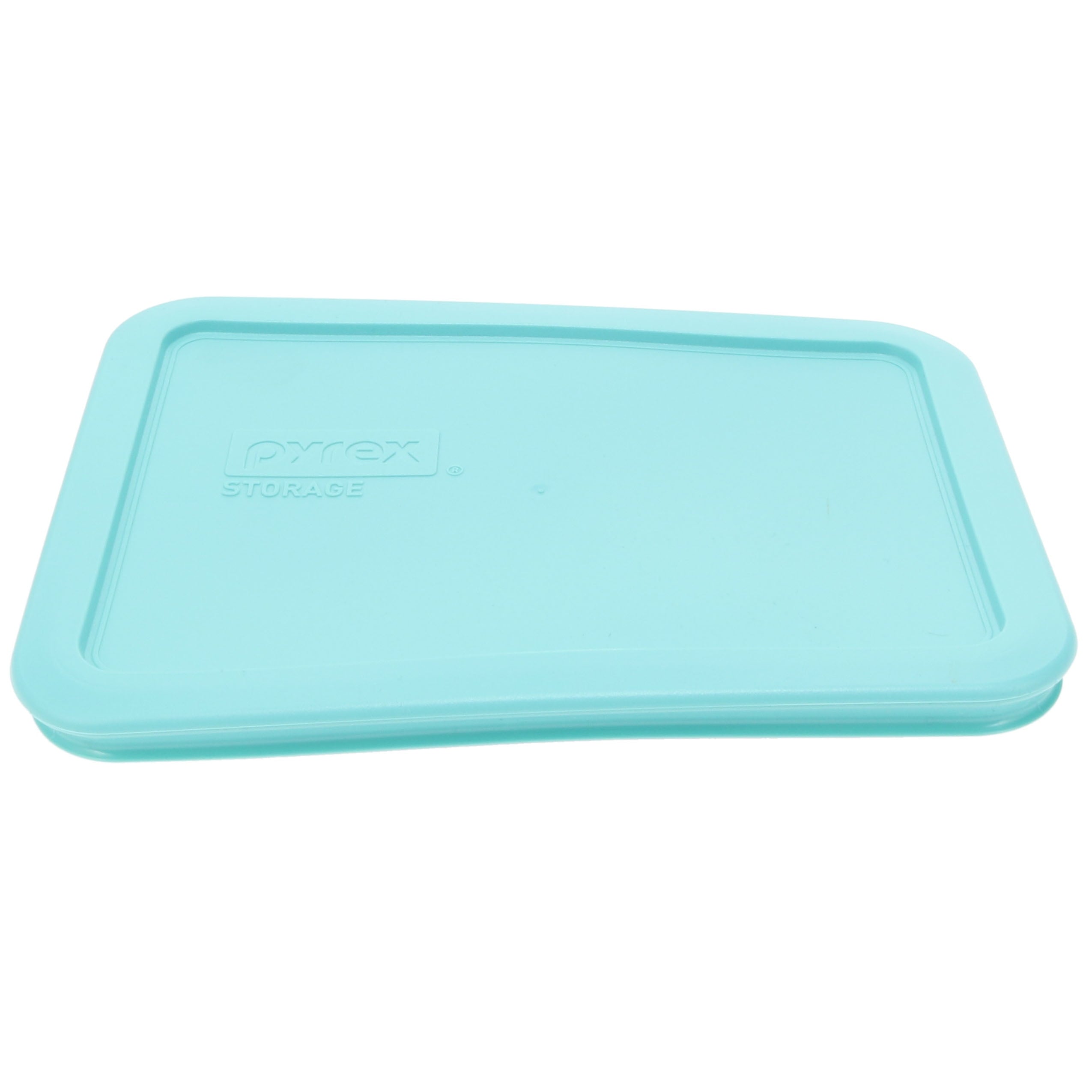 Pyrex (2) 7210 3-Cup Glass Dishes & (2) 7210-PC Sun Bleached Turquoise Lids