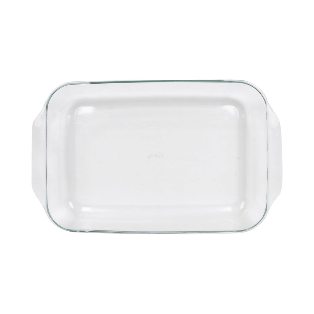 Pyrex (1) 233 3qt Clear Glass Rectangle Baking Dish and (1) 233-PC Red Plastic Lid