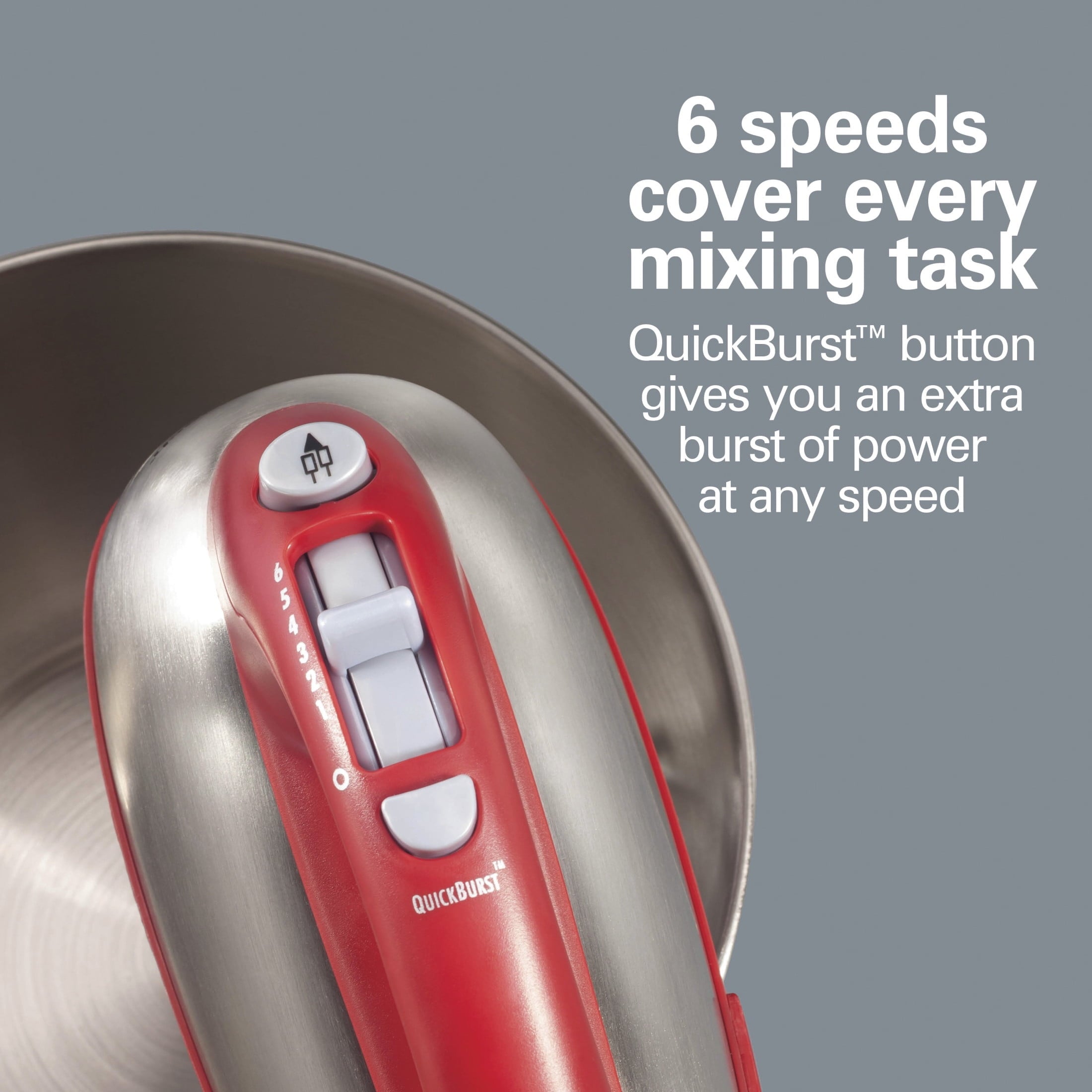 Hamilton Beach Classic Stand and Hand Mixer Combo for Kitchen - 4 Quart, 6 Speeds with Quick Burst, Red