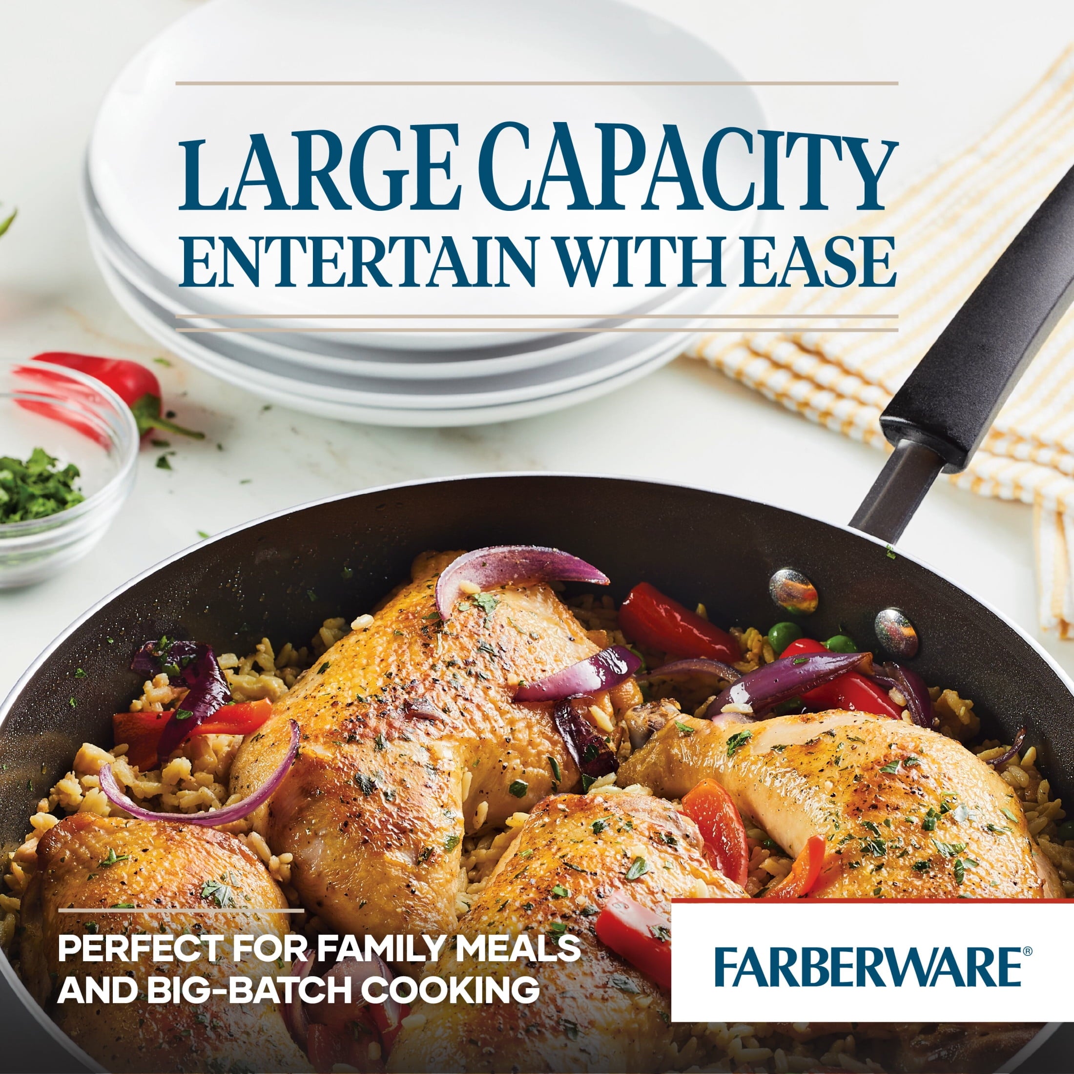 Farberware Easy Clean 22 Pcs Nonstick Cookware Set Includes Griddle Pan and Cooking Tools - Dishwasher Safe, Black