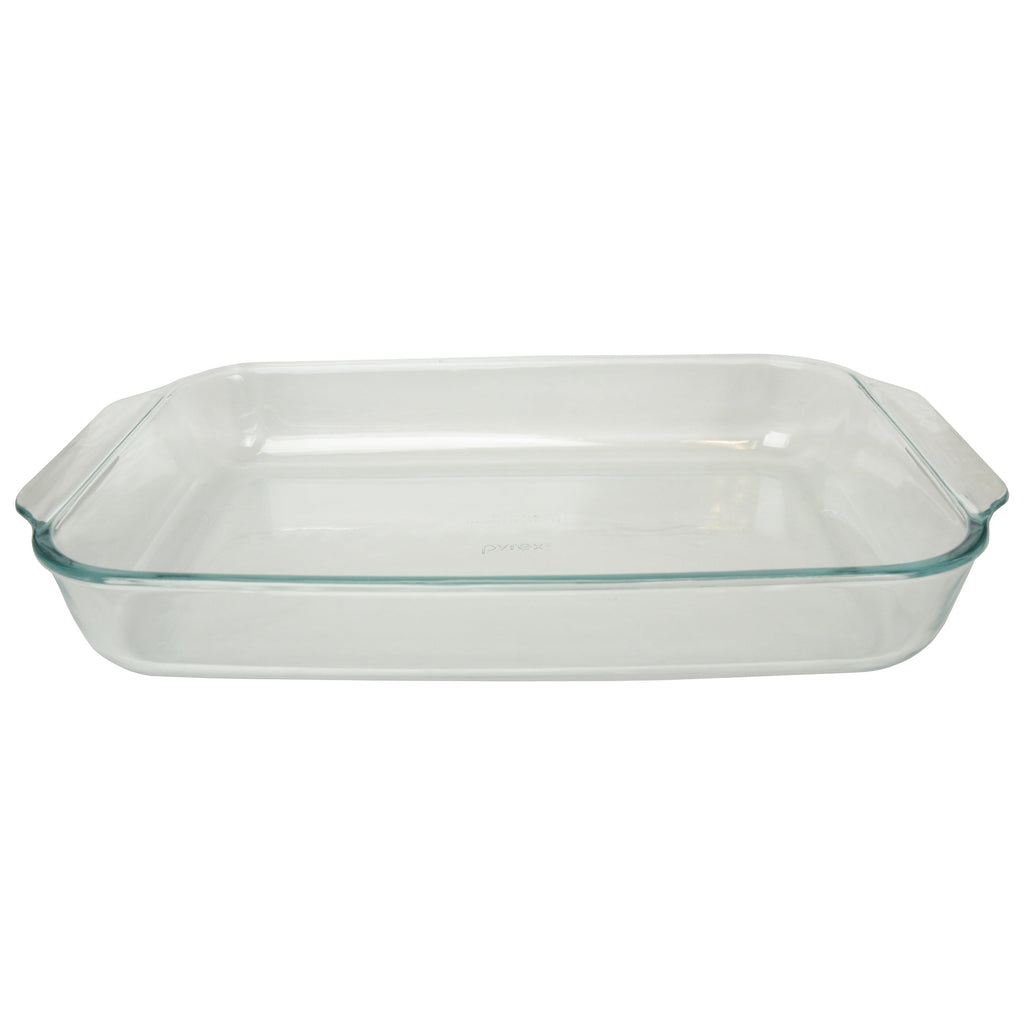 Pyrex (1) 233 3qt Clear Glass Rectangle Baking Dish and (1) 233-PC Red Plastic Lid