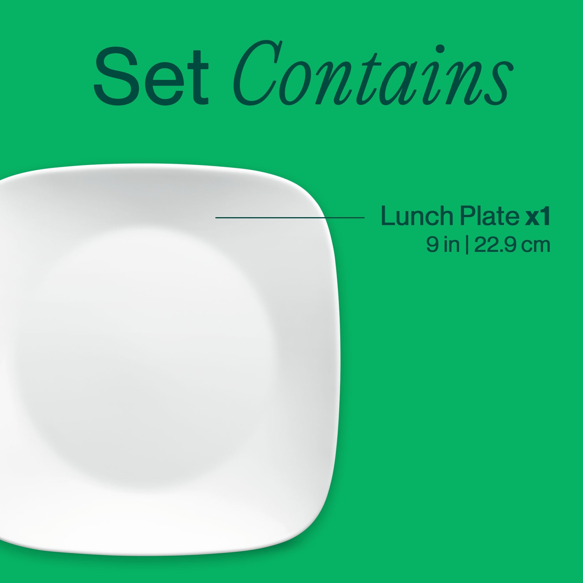 Corelle Pure White Square Lunch Plate - 9"