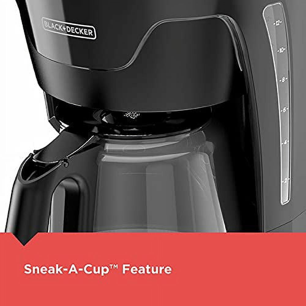 BLACK+DECKER 12-Cup Programmable Coffeemaker with QuickTouch Controls - Glass Carafe, Auto Shut-Off, Black, CM1110B-1