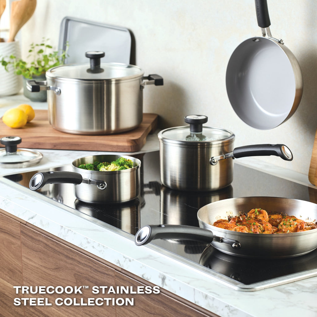 Farberware TrueCook Stainless Steel Ceramic Frying Pan - 9.5-Inch, Silver
