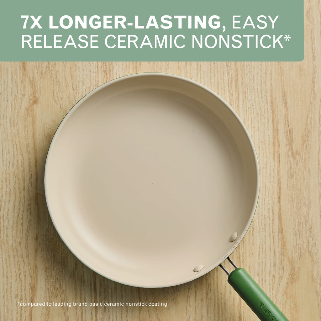 Farberware TrueCook 2pc Frying Pan Set - Dishwasher and Oven Safe, Matte Olive