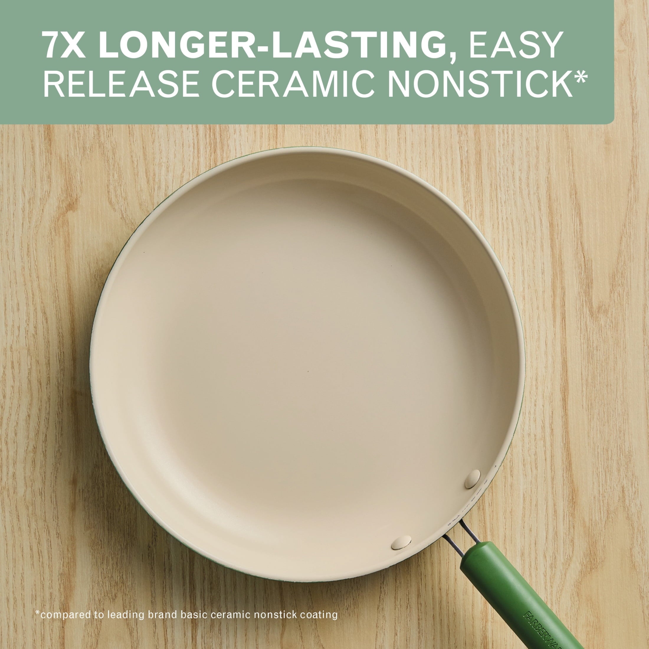 Farberware TrueCook 2pc Frying Pan Set - Dishwasher and Oven Safe, Matte Olive