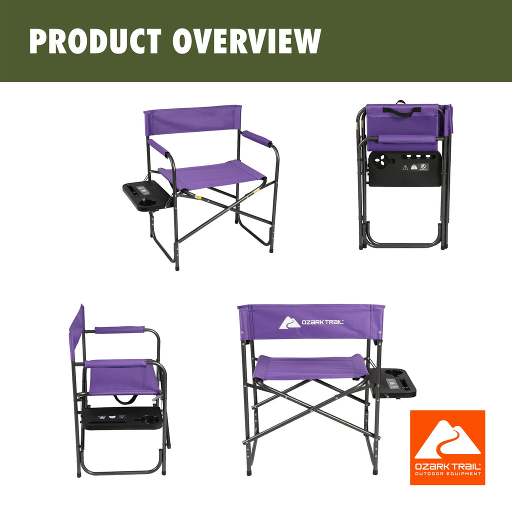 Ozark Trail Director Chair with Side Table - Purple