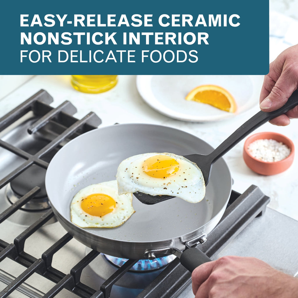 Farberware TrueCook Stainless Steel Ceramic Frying Pan - 9.5-Inch, Silver