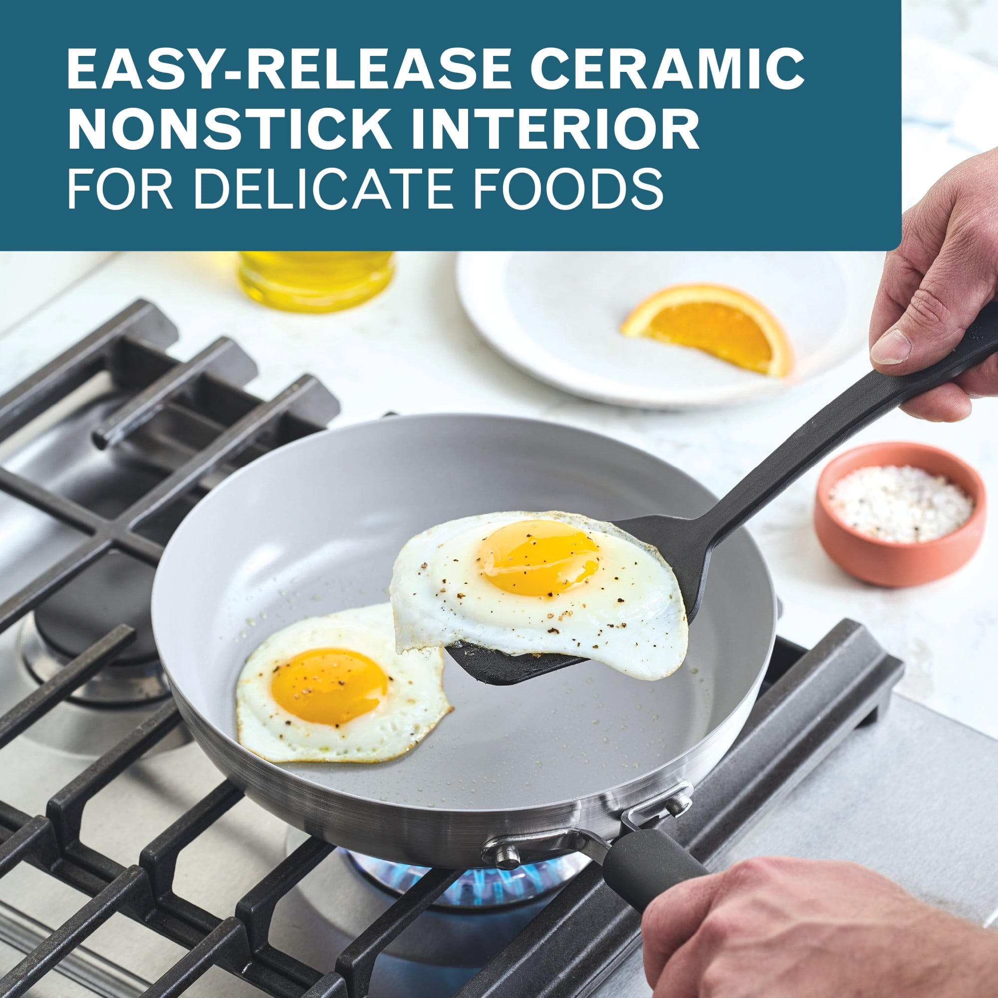 Farberware TrueCook Stainless Steel Ceramic Frying Pan - 9.5-Inch, Silver