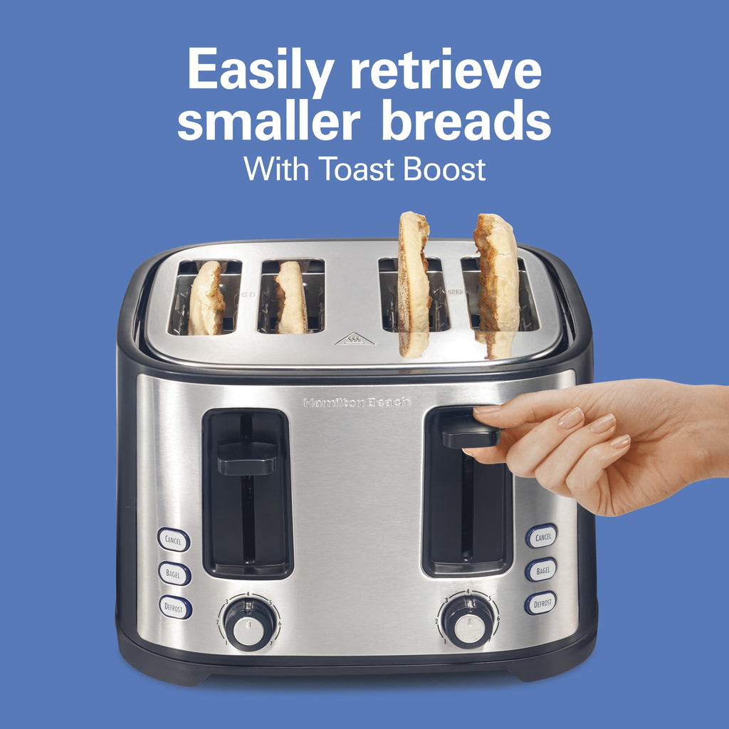 Hamilton Beach 4-Slice Bread and Bagel Toaster with Extra-Wide Slots and Drop-Down Crumb Tray - Black