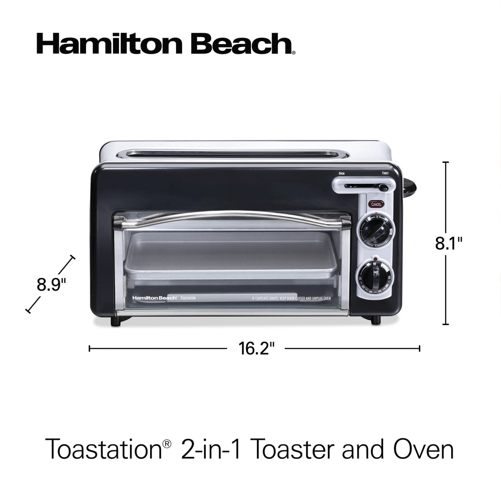 Hamilton Beach Toastation 2-in-1 Toaster and Oven with Extra-Wide - Extra-Long Toast Slot, Black
