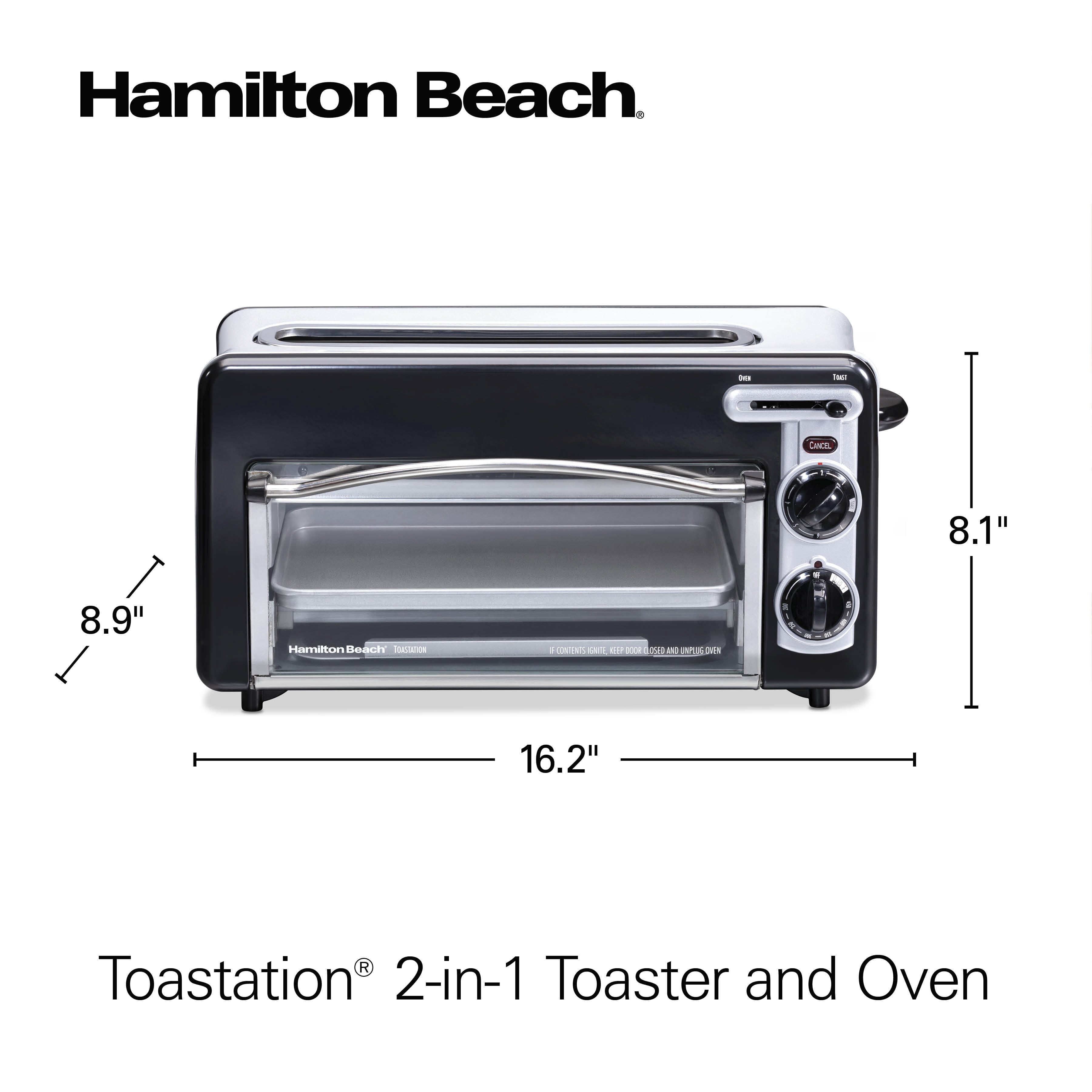Hamilton Beach Toastation 2-in-1 Toaster and Oven with Extra-Wide - Extra-Long Toast Slot, Black