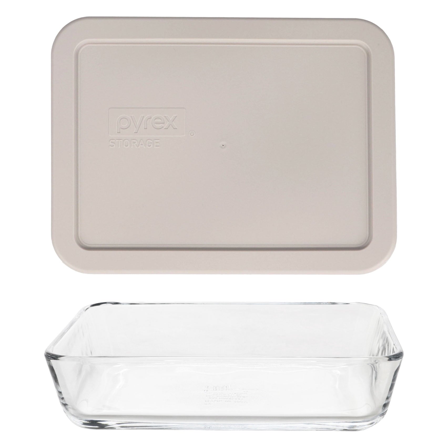 Pyrex 7210 3-Cup Glass Dish & 7210-PC Warm Stone Gray Food Storage Lid