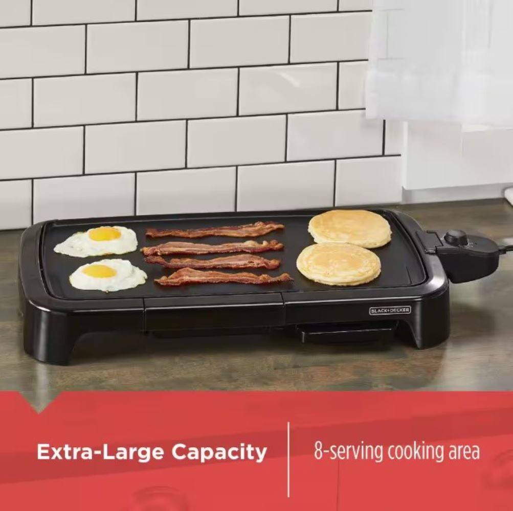 Black+Decker Electric Griddle - Non Stick - Fast and Even Heating, Warming Tray