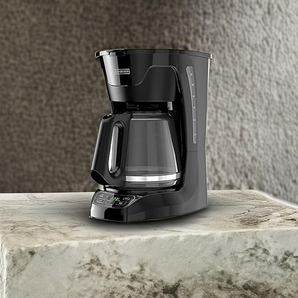 BLACK+DECKER 12-Cup Programmable Coffeemaker with QuickTouch Controls - Glass Carafe, Auto Shut-Off, Black, CM1110B-1