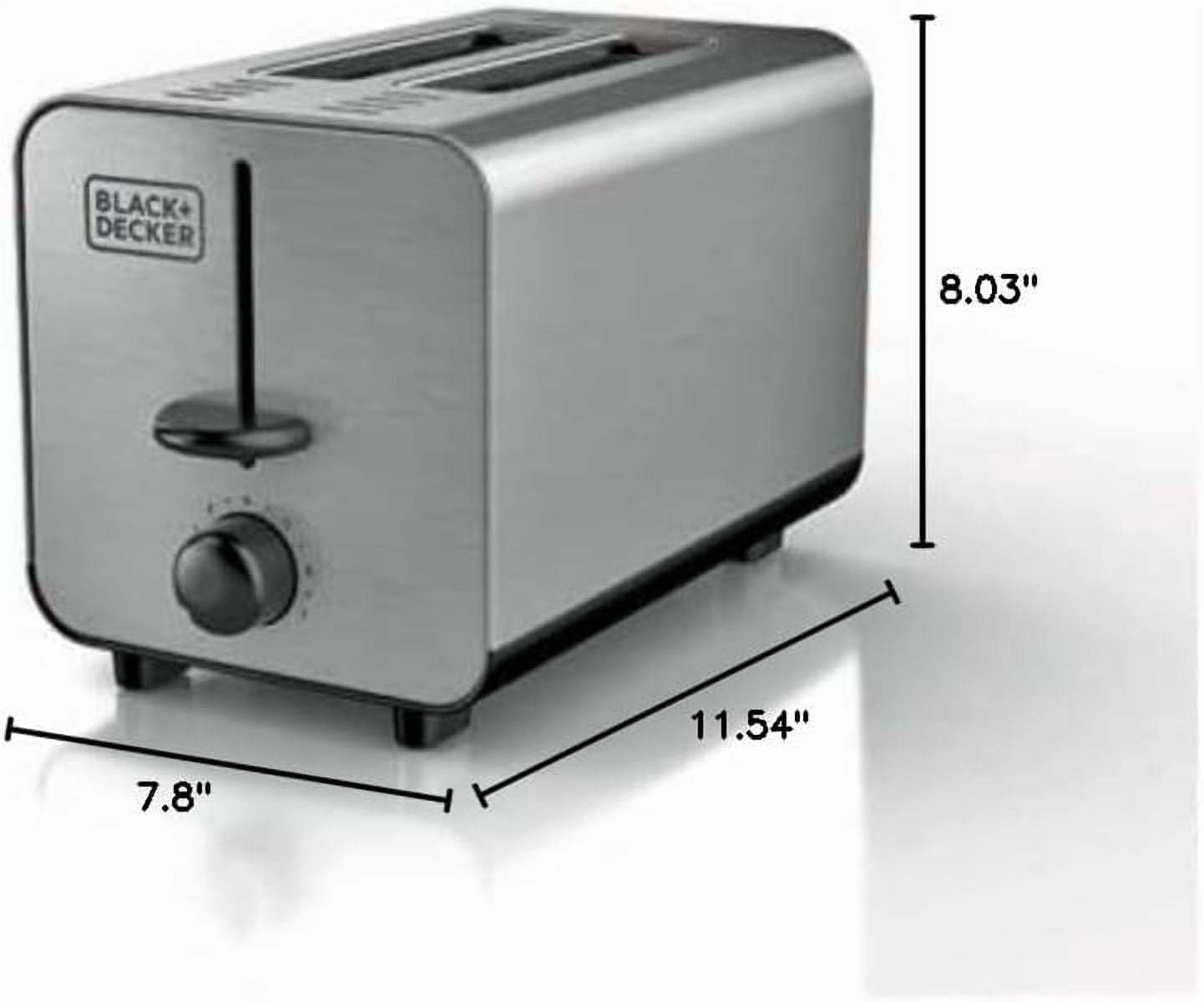 BLACK+DECKER 2-Slice Stainless Steel Toaster with 7 Toast Shades - Extra-Wide Self-Centering Slots