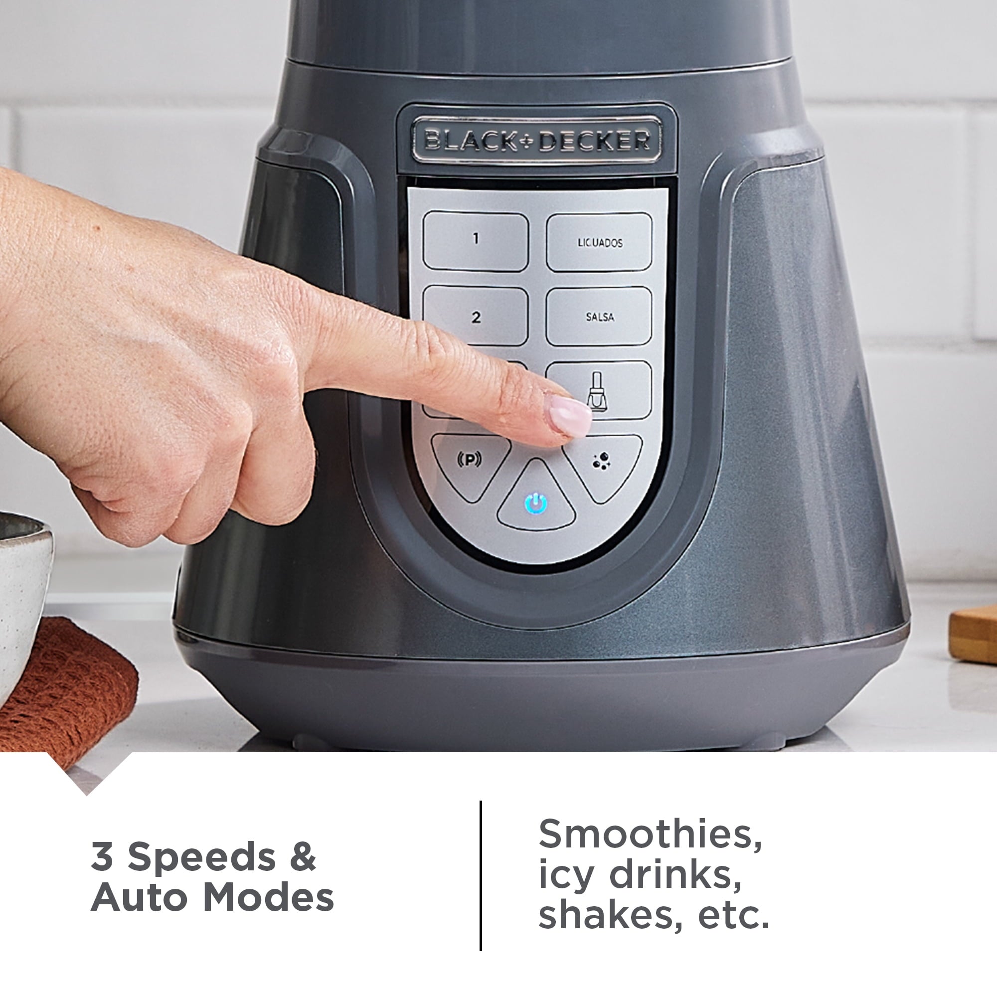 BLACK+DECKER Quiet Blender with 48 oz Glass Jar and 1000W Power - 3 Speeds