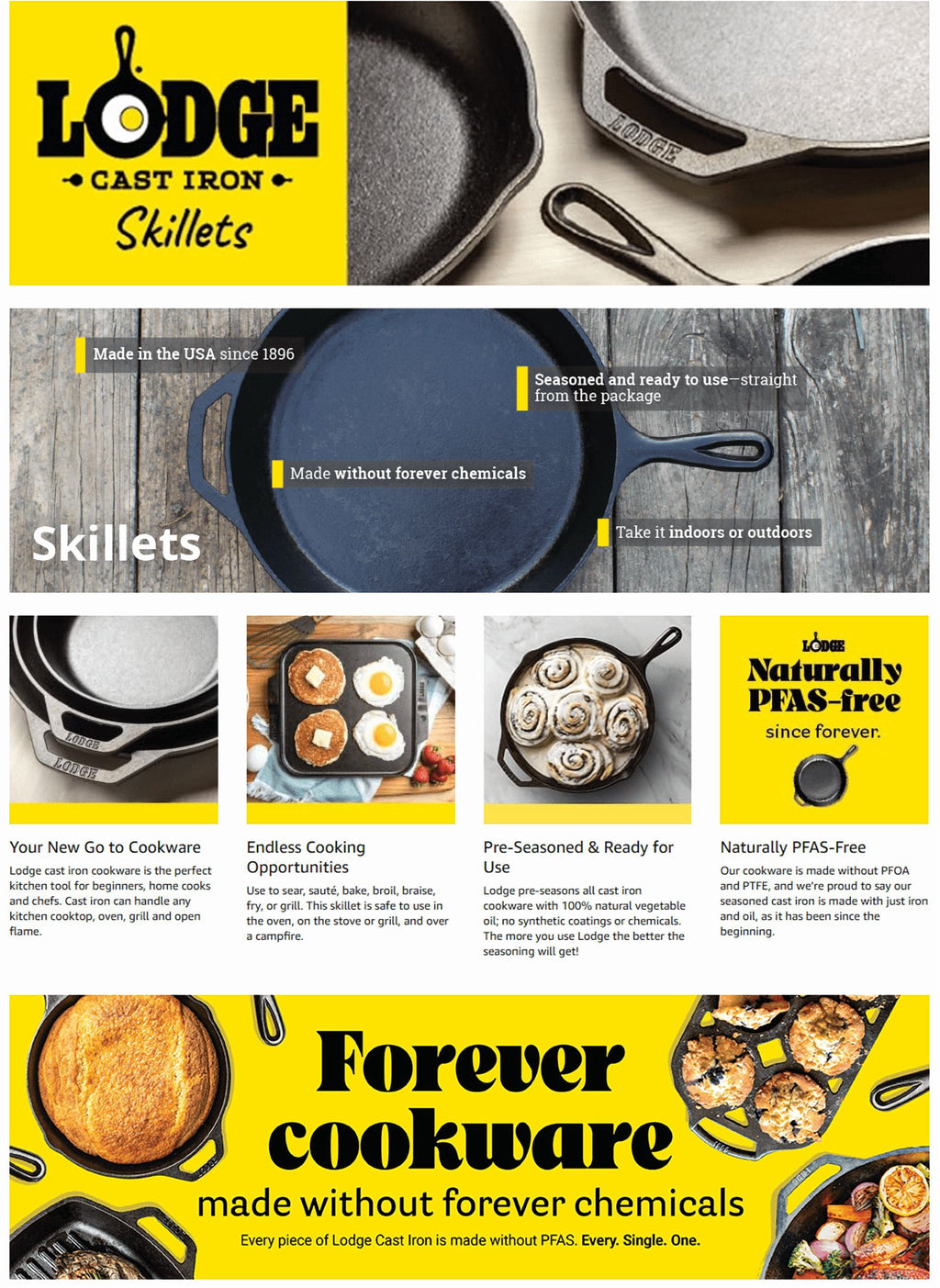 Lodge 10.25" Pre-Seasoned Cast Iron Skillet with American Flag