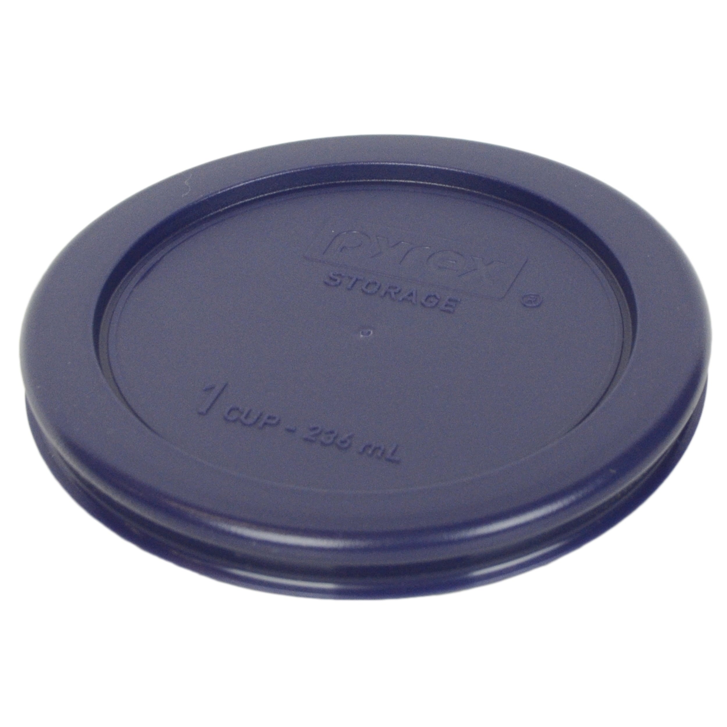 Pyrex 7202 1-Cup Clear Round Glass Food Storage Bowl and 7202-PC Blue Plastic Lid (4-Pack)
