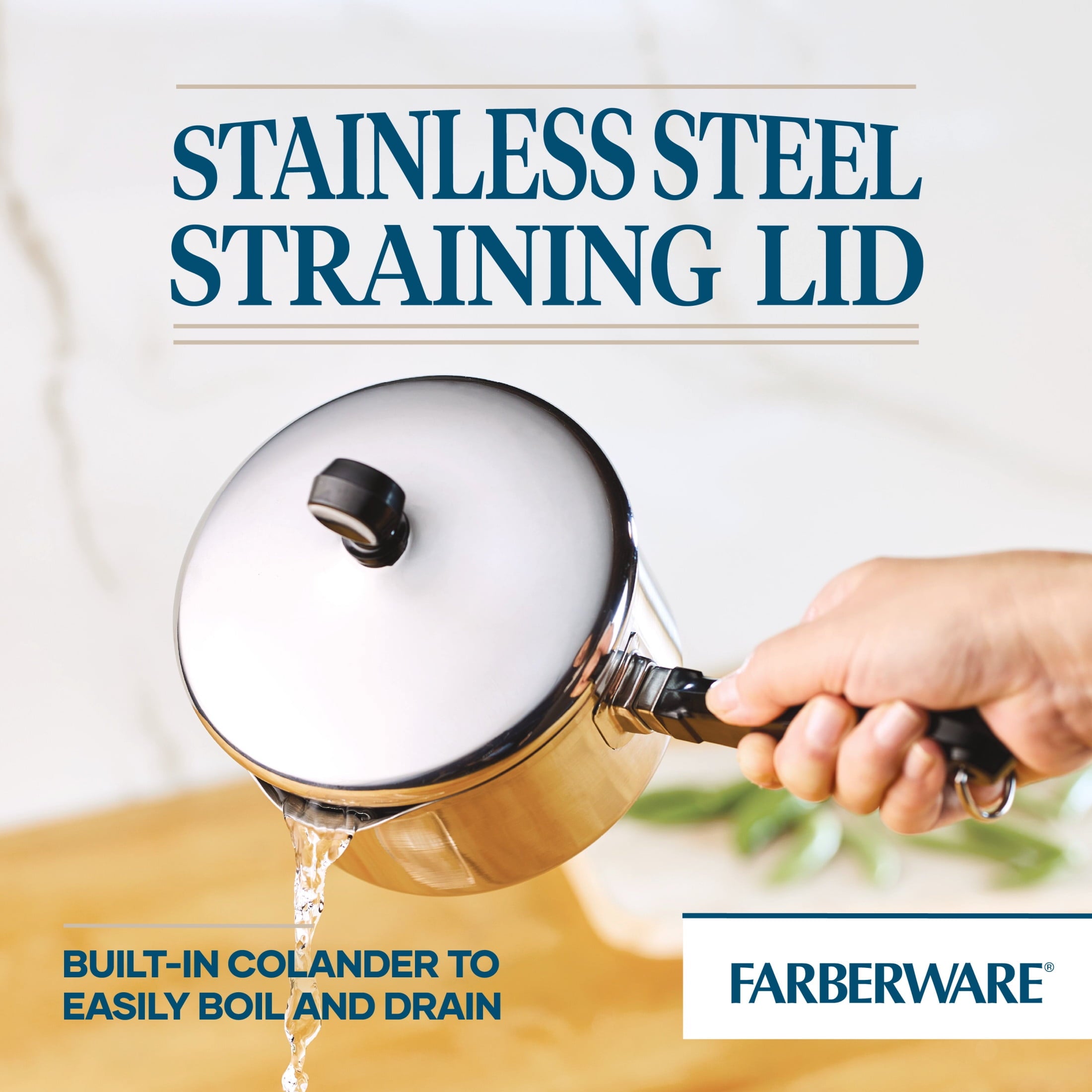 Farberware Classic Series 1 Quart Stainless Steel Straining Sauce Pan with Lid - Induction Compatible, Metal Utensil and Dishwasher Safe, Stainless Steel