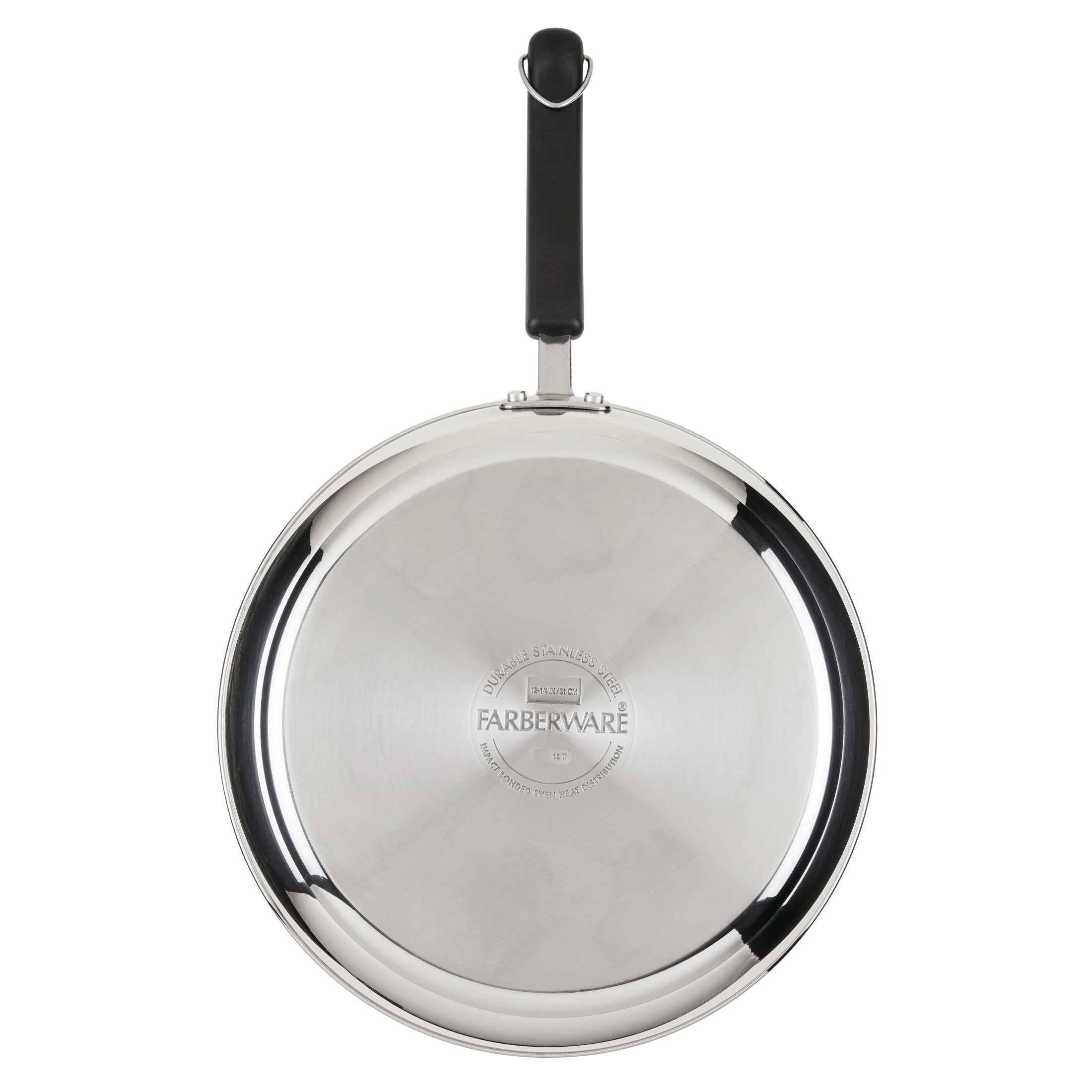 Farberware Brilliance 12.25 Inch Frying Pan - Induction Compatible, Metal Utensil and Dishwasher Safe, Stainless Steel
