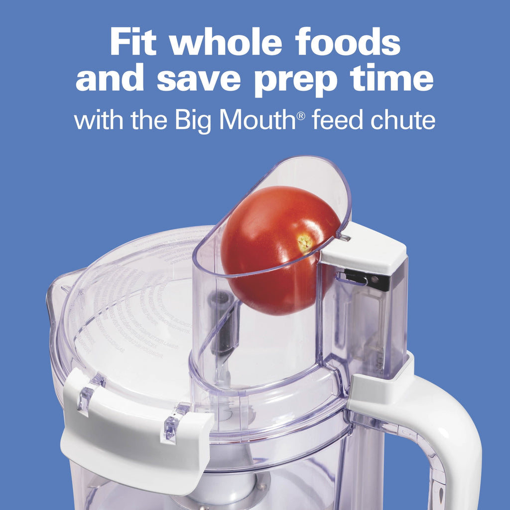 Hamilton Beach 12 Cup Food Processor and Chopper with Stack & Snap Design and Extra Large Chute - White