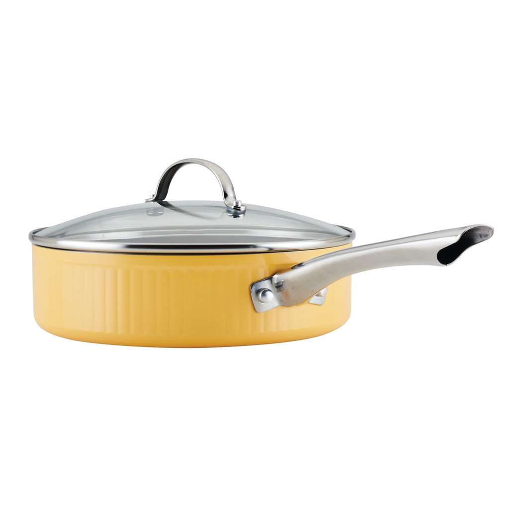 Farberware Style 3 Quart Nonstick Saute Pan with Tempered Glass Lid - Dishwasher Safe and Oven Safe to 500Â°F, Yellow
