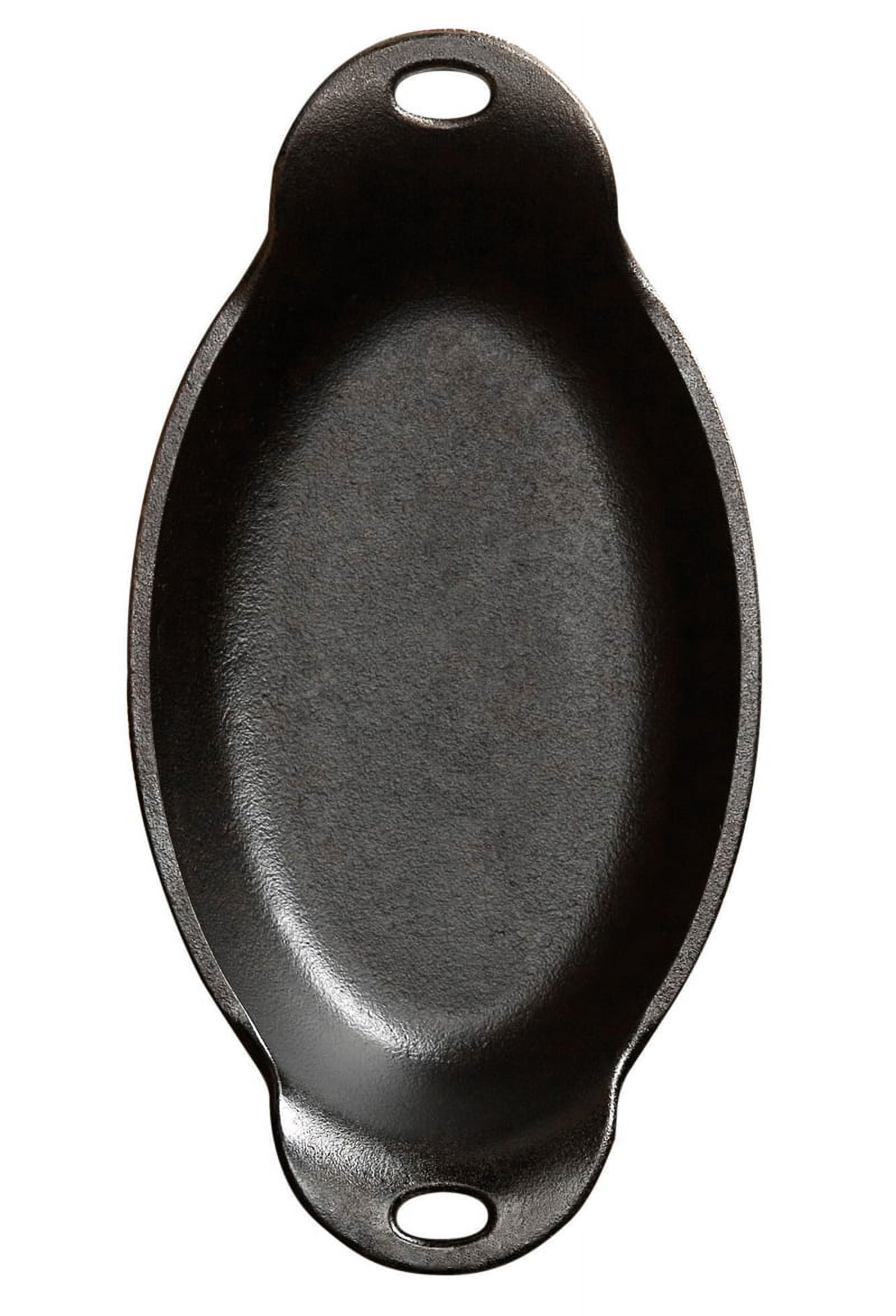 Lodge 9 Ounce Cast Iron Oval Mini Server - HMSOV, Heat Treated & Seasoned