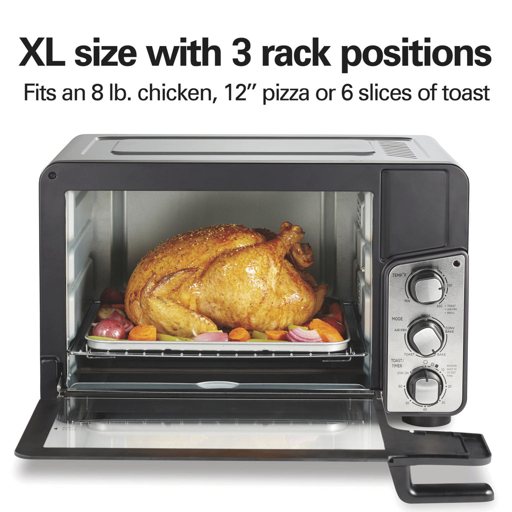 Hamilton Beach Easy View XL Air Fryer Toaster Oven with Sure-Crisp Air Fry technology - 6 Slice, 5-in-1 Countertop Oven, Black