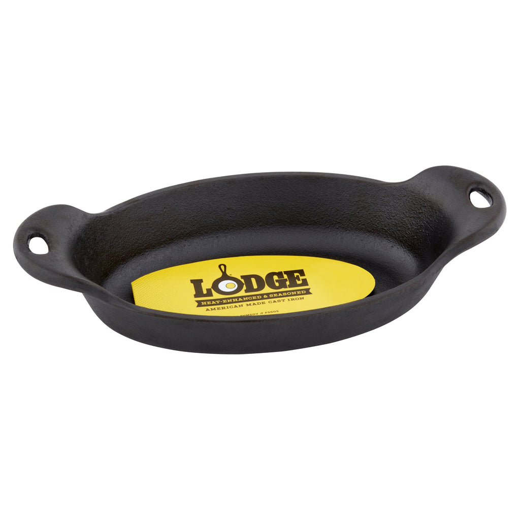 Lodge 9 Ounce Cast Iron Oval Mini Server - HMSOV, Heat Treated & Seasoned