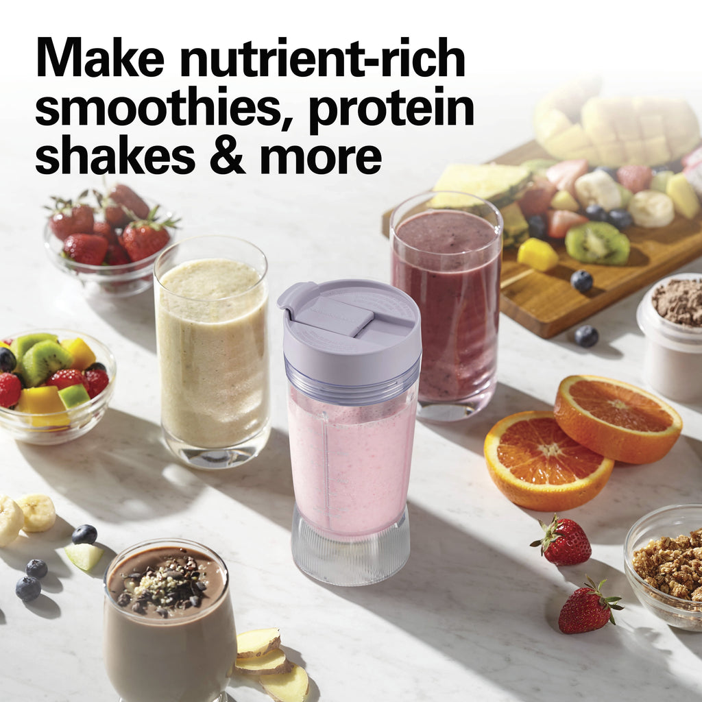 Hamilton Beach Personal Blender - 14 oz BPA-Free Jar 300 W Portable Blender for Shakes and Smoothies with Leakproof Lid, Purple