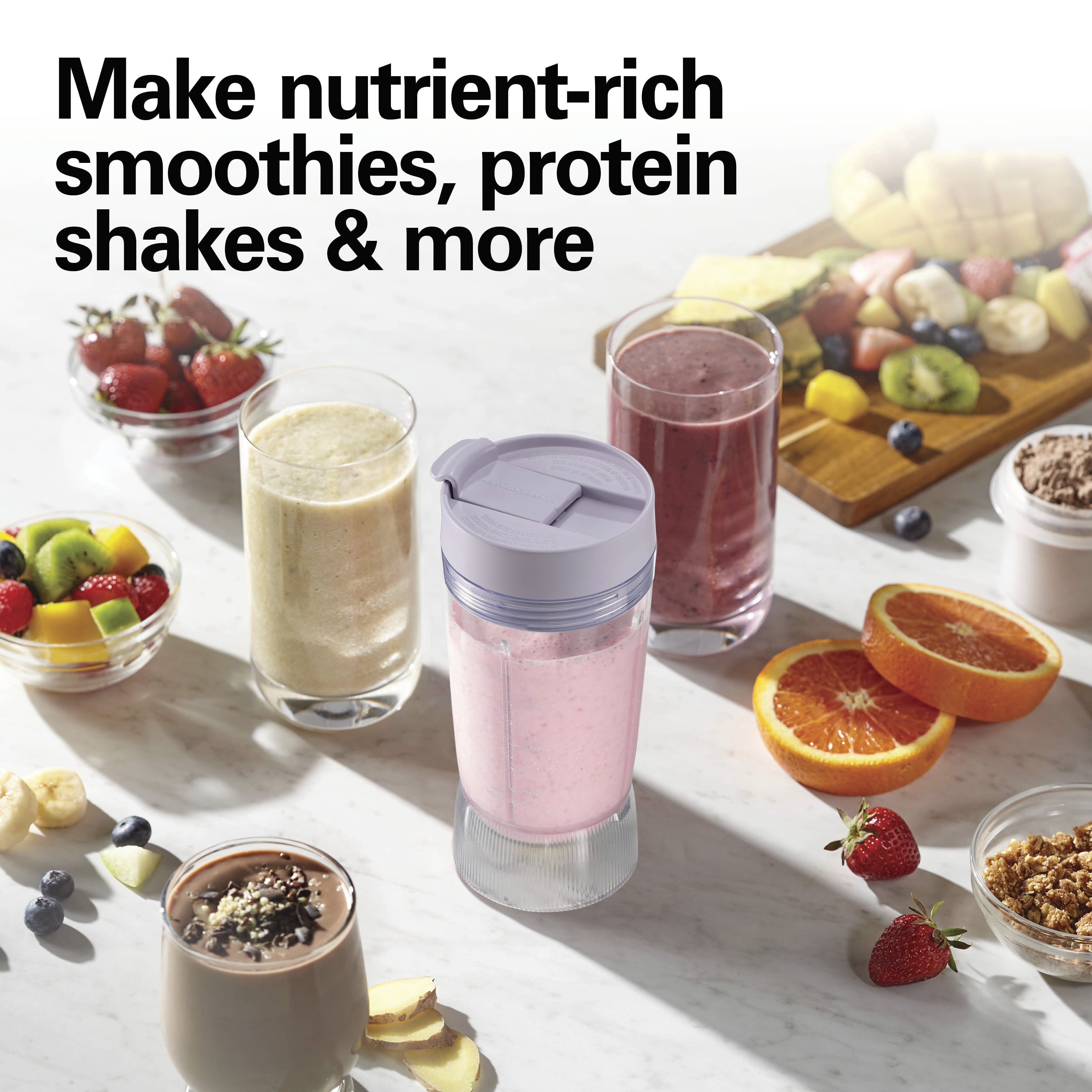 Hamilton Beach Personal Blender - 14 oz BPA-Free Jar 300 W Portable Blender for Shakes and Smoothies with Leakproof Lid, Purple