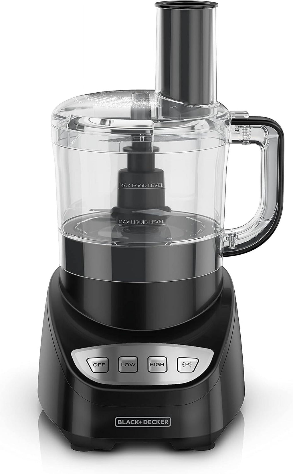 BLACK+DECKER Food Processor and Vegetable Chopper - 8-Cup Capacity, 450W, Stainless Steel Blades, Grate, Shred, Slice, Mince, Puree, Black, FP4100B