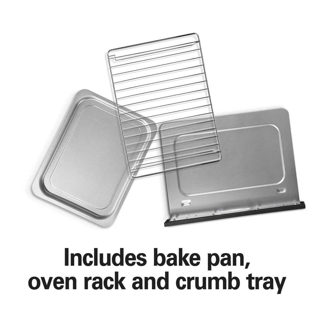 Hamilton Beach Space Saving Oven + Toaster - Holds a 9" Pizza or 3/4 Lb. of Fries, Stainless Steel Exterior