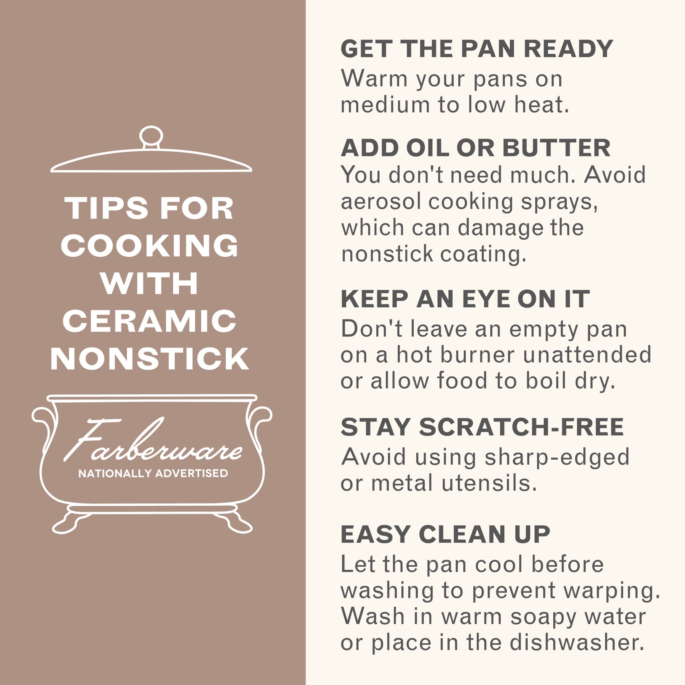 Farberware TrueCook 12pc Ceramic Cookware Set - Dishwasher and Oven Safe, Taupe