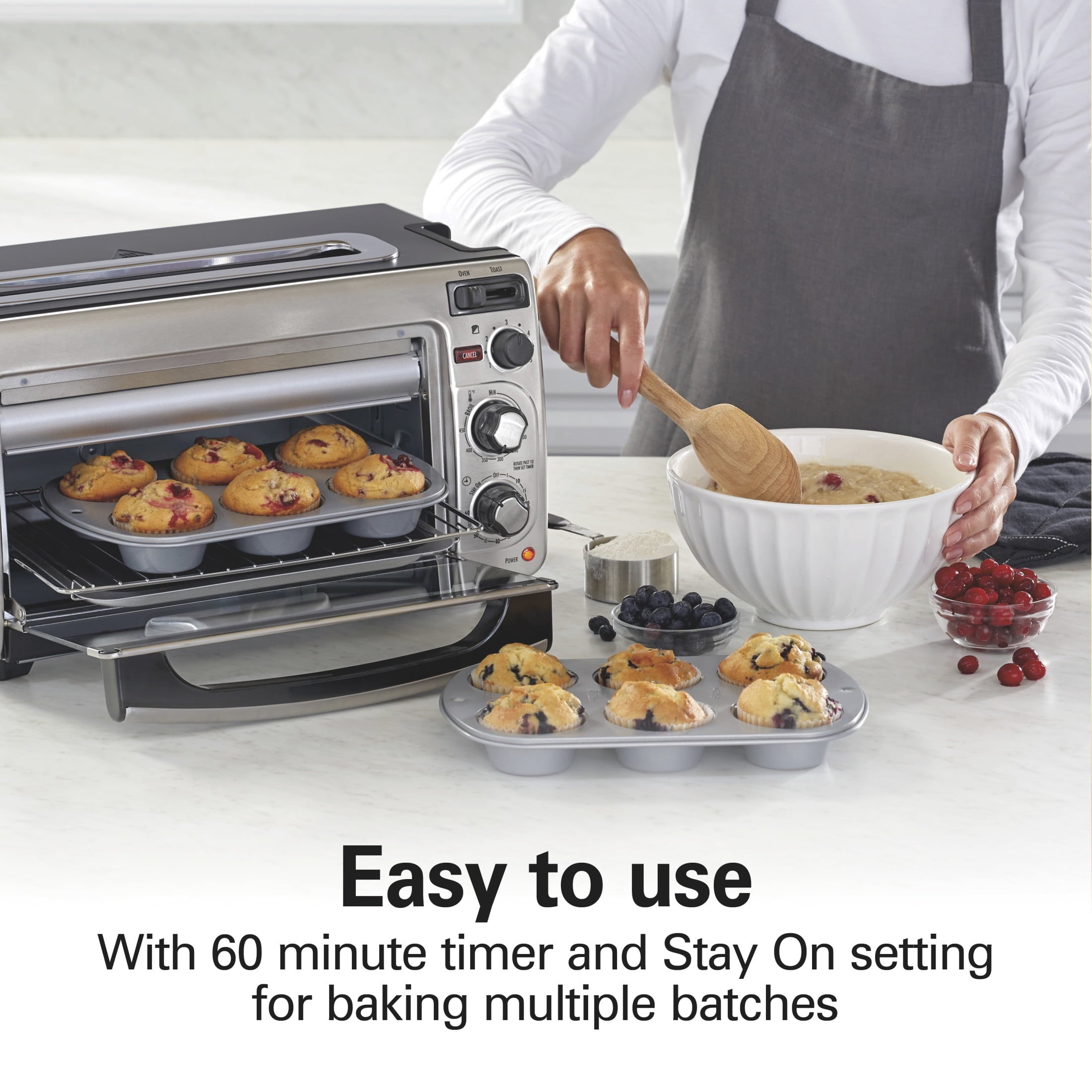 Hamilton Beach 2-in-1 Countertop Toaster Oven & Long Slot 2 Slice Toaster Combo - Stainless Steel