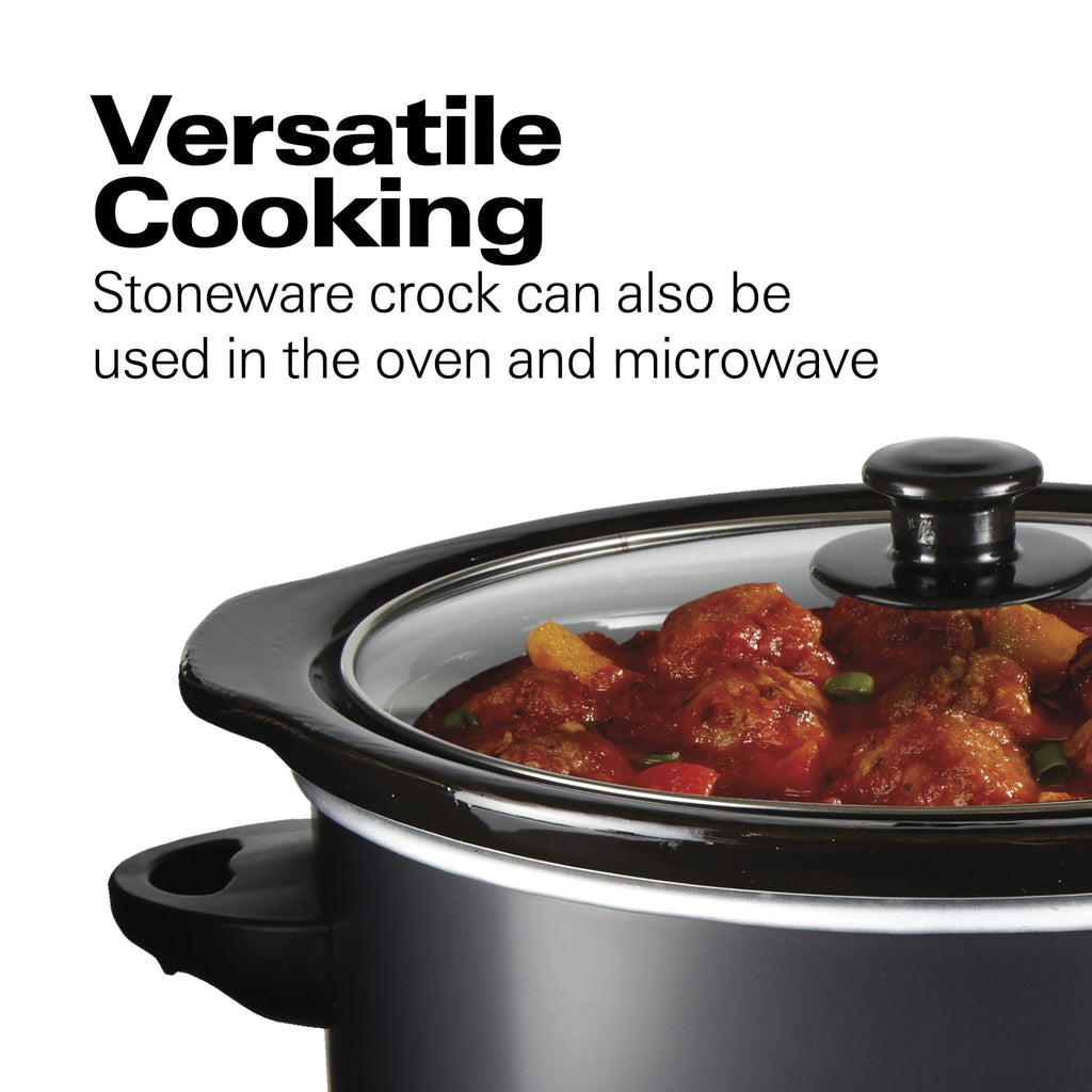 Hamilton Beach 3 Qt Slow Cooker - Stoneware Crock with Removable Pot, Black