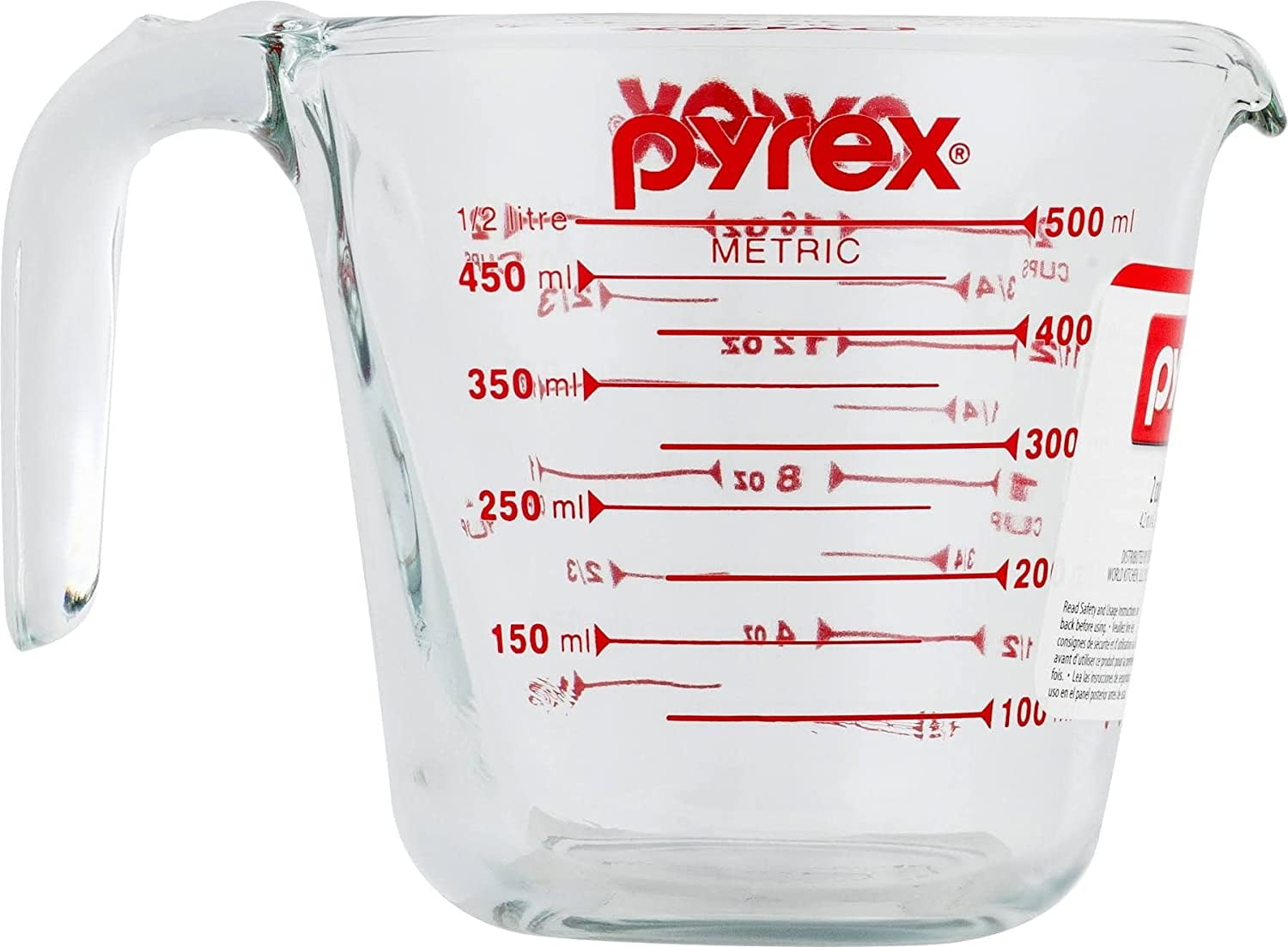 Pyrex Prepware 6001075 2-cup Measuring Cup - Red Graphics, Clear