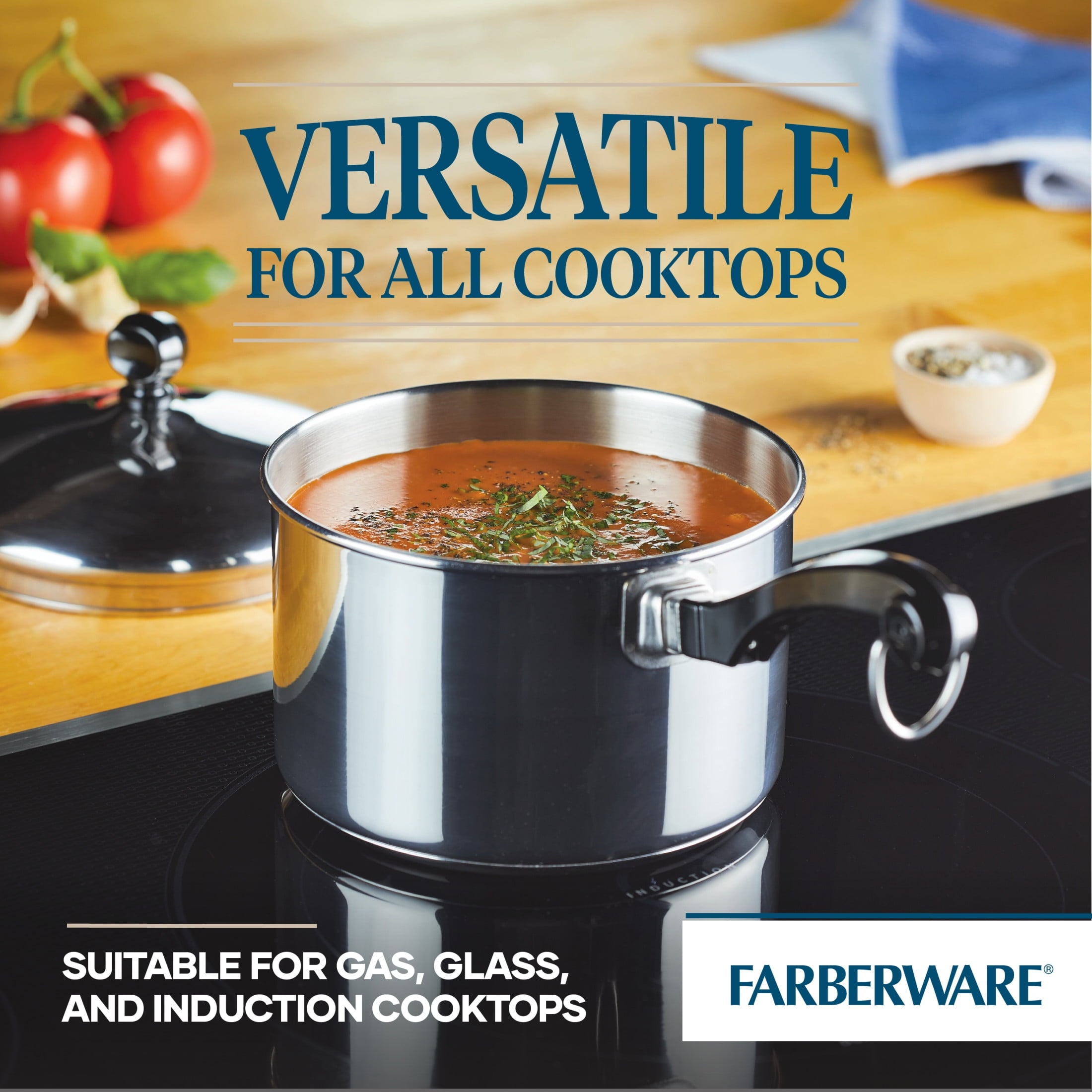 Farberware Classic Series 2 Quart Stainless Steel Sauce Pan with Lid - Induction Compatible, Metal Utensil and Dishwasher Safe, Stainless Steel