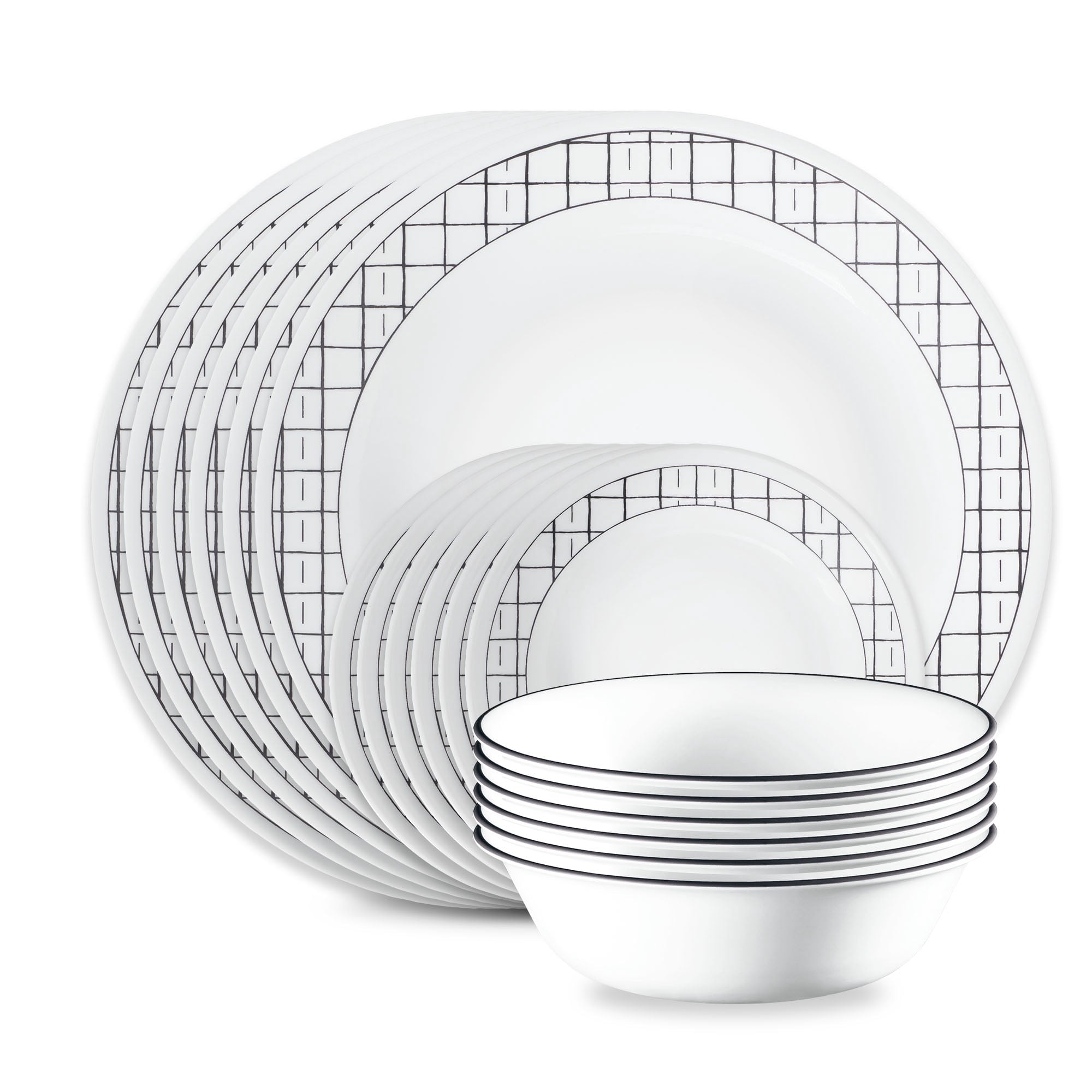 Corelle Delicate Grid 18-Piece Glass Dinnerware Set (Service for 6)