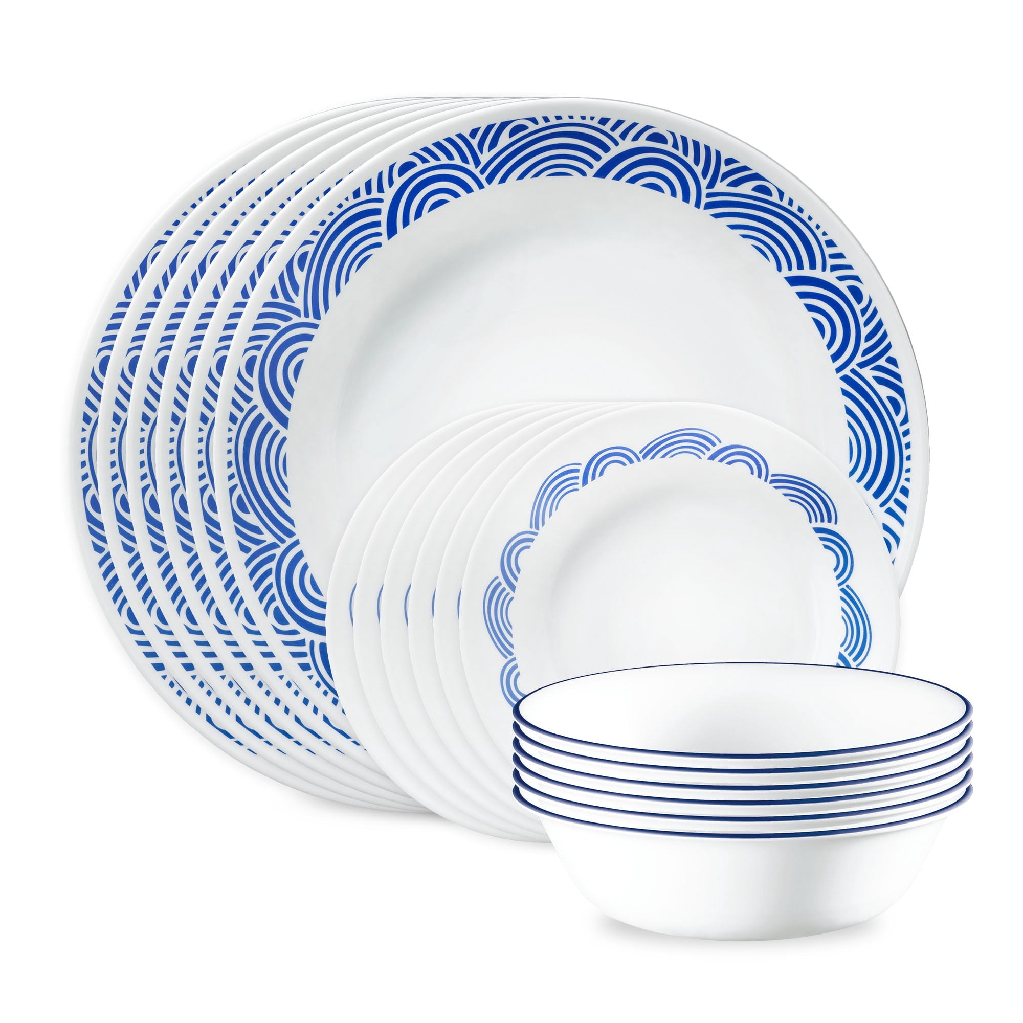 Corelle Rolling Waves 18-Piece Glass Dinnerware Set (Service for 6)