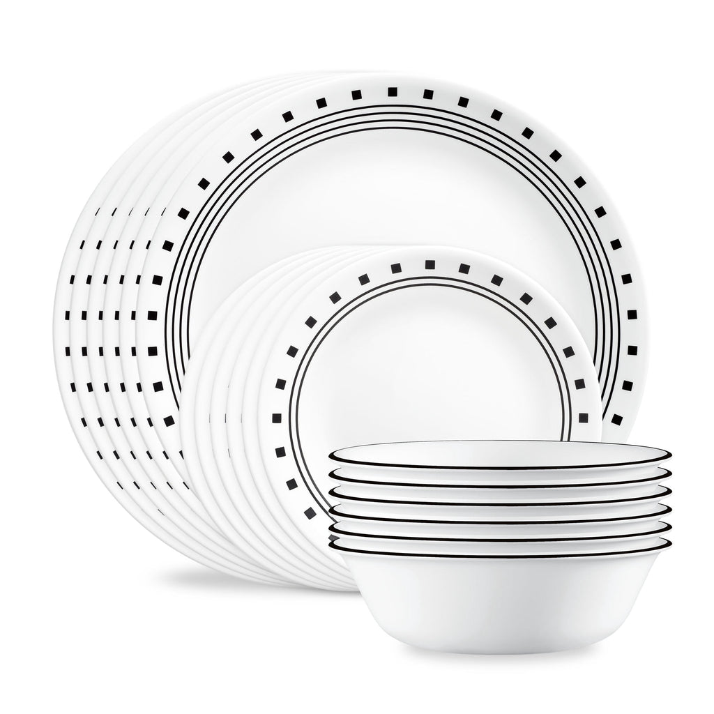 Corelle City Block 18-Piece Glass Dinnerware Set (Service for 6)