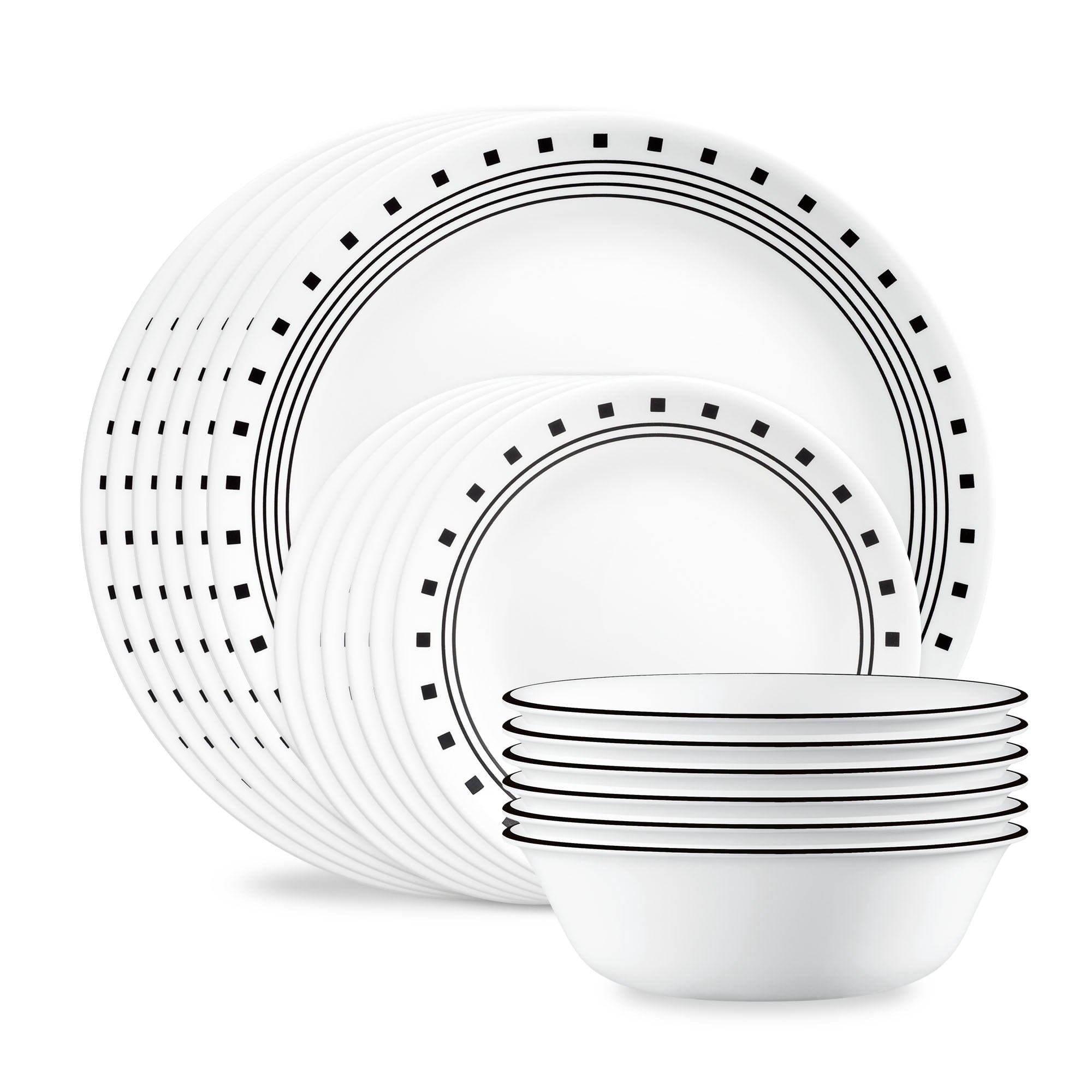 Corelle City Block 18-Piece Glass Dinnerware Set (Service for 6)