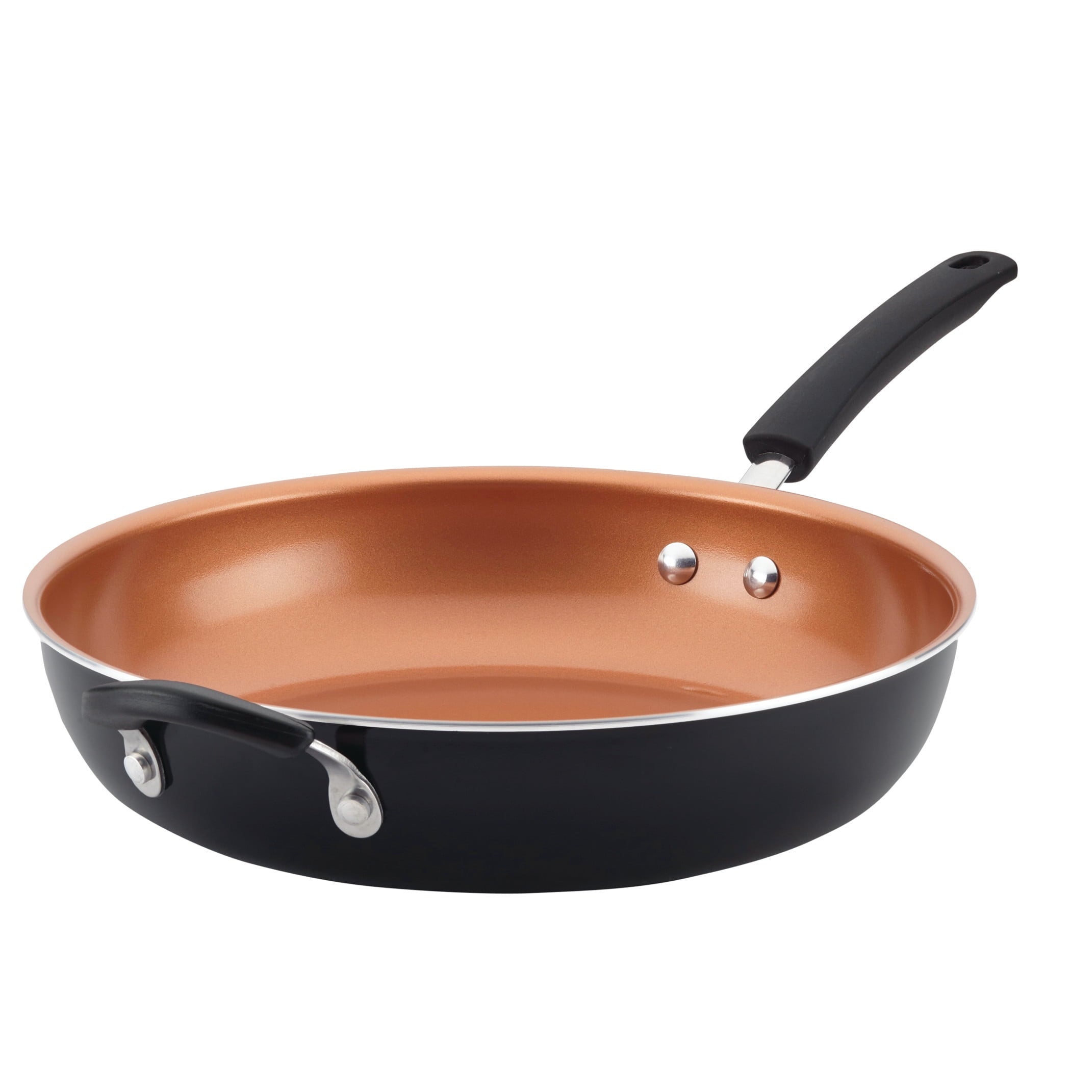 Farberware Easy Clean 12.5 Inch Ceramic Nonstick Frying Pan with Helper Handle - Dishwasher Safe, Black