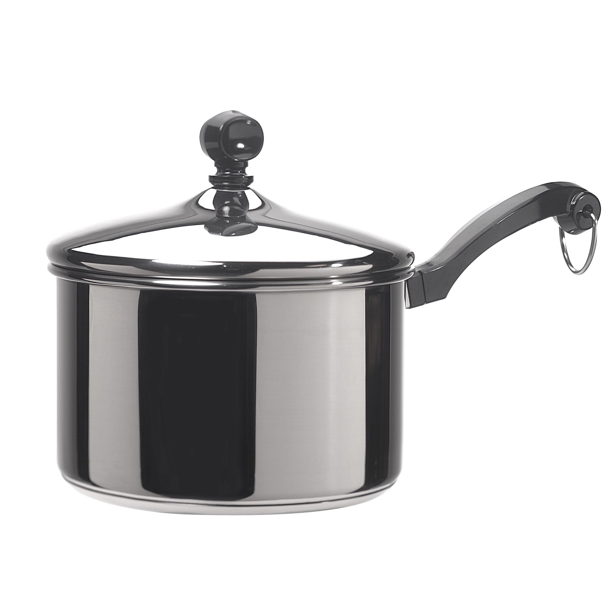 Farberware Classic Series 2 Quart Stainless Steel Sauce Pan with Lid - Induction Compatible, Metal Utensil and Dishwasher Safe, Stainless Steel