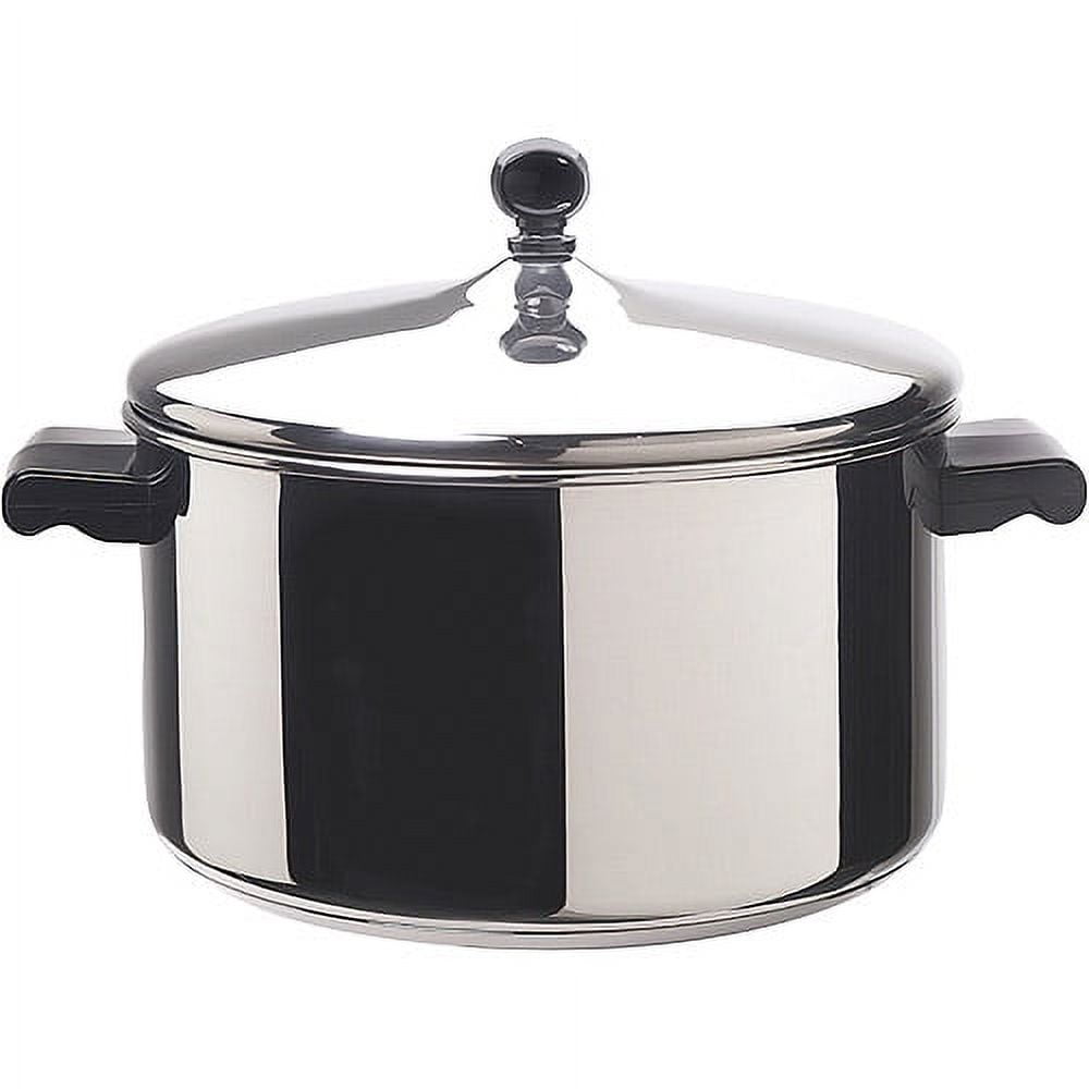 Farberware Classic Series 6 Quart Stainless Steel Stockpot with Lid - Induction Compatible, Metal Utensil and Dishwasher Safe, Stainless Steel