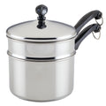 Farberware Classic Series 2 Quart Stainless Steel Double Boiler and Saucepan with Lid - Induction Compatible, Metal Utensil and Dishwasher Safe, Stainless Steel