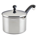Farberware Classic Series 3 Quart Stainless Steel Straining Sauce Pan with Lid - Induction Compatible, Metal Utensil and Dishwasher Safe, Stainless Steel