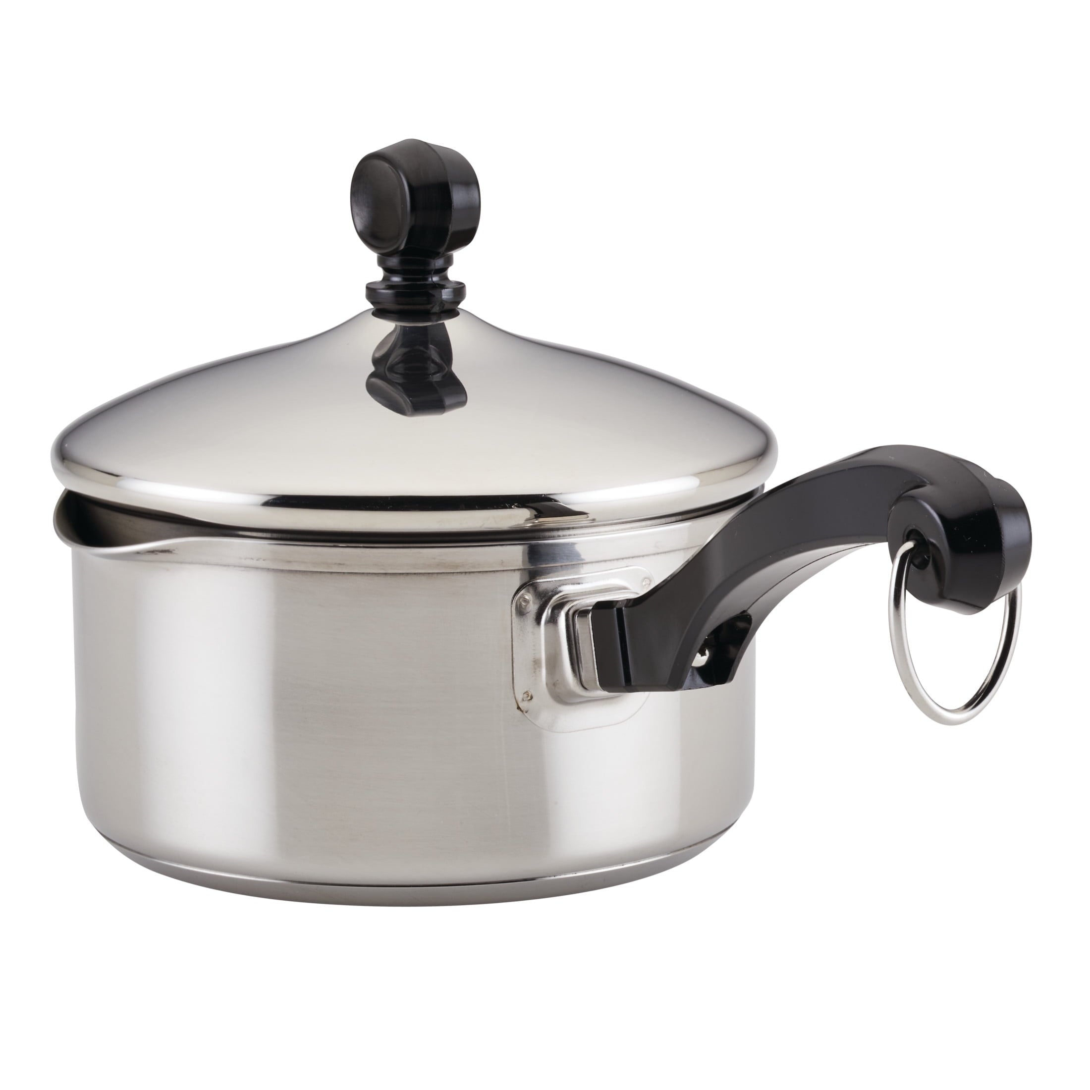 Farberware Classic Series 1 Quart Stainless Steel Straining Sauce Pan with Lid - Induction Compatible, Metal Utensil and Dishwasher Safe, Stainless Steel
