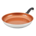 Farberware Classic Traditions 12.5 Inch Ceramic Nonstick Frying Pan - Induction Compatible, Metal Utensil Safe, Dishwasher Safe, Stainless Steel